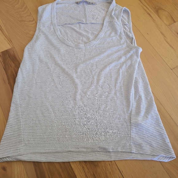 Athleta Breezy Grey and White Stripe Muscle Tank-Scoop neck with high-low hem XS - Picture 7 of 9